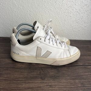 Veja Campo Casual Leather Sneakers Shoes Cream White Womens Size 10